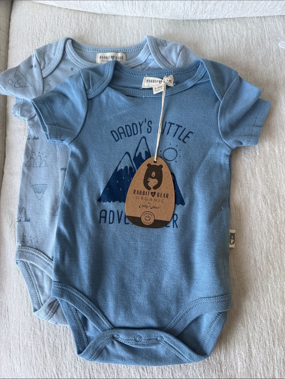 Rabbit & Bear Organic Blue 'Daddy's Little Adventurer' Baby One-Piece